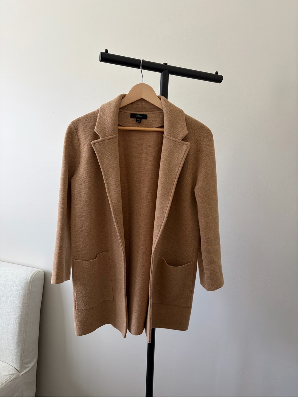 J. Crew Camel Open-Front Pocket Cardigan